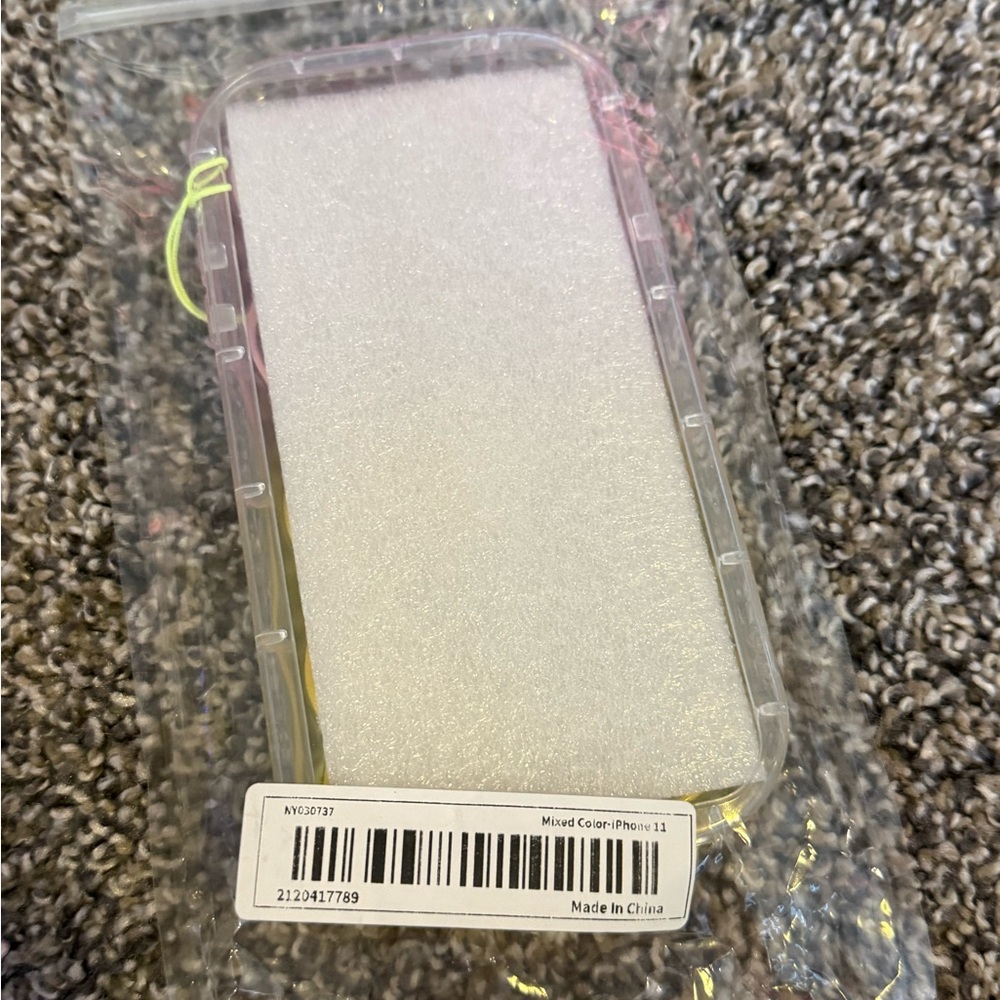 Pink and Yellow Ombre Phone Case with Beaded Charm - Picture 3 of 4